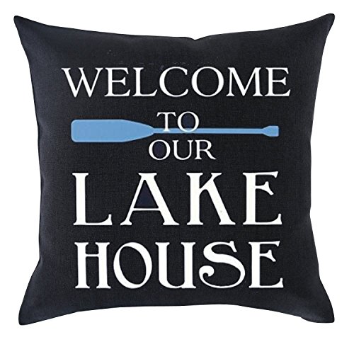 Book Cover Welcome to Our Lake House Cotton Linen Throw pillow cover Cushion Case Holiday Decorative 18