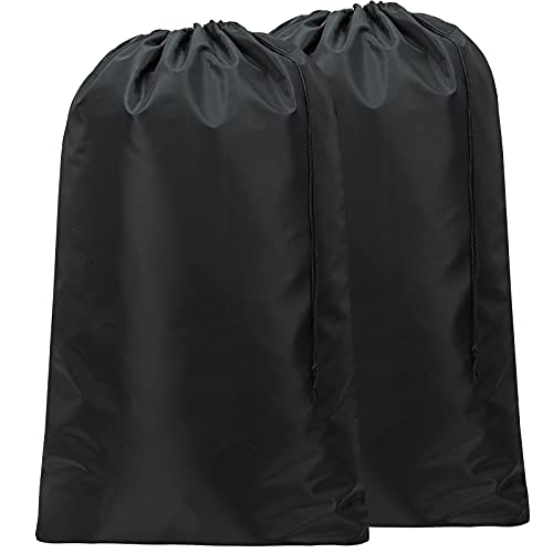 Book Cover HOMEST 2 Pack Large Nylon Laundry Bag, Machine Washable Large Dirty Clothes Organizer, Easy Fit a Laundry Hamper or Basket, Can Carry Up to 4 Loads of Laundry, Black