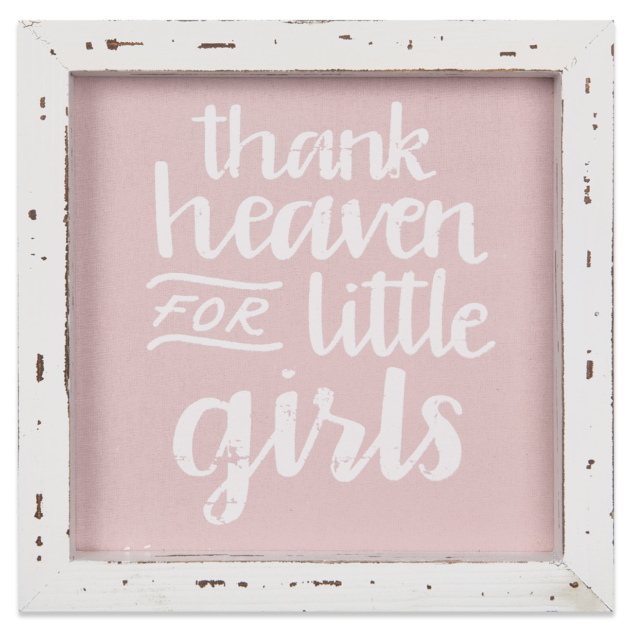 Brownlow Gifts Framed Linen Sign, Thank Heaven for Little Girls
