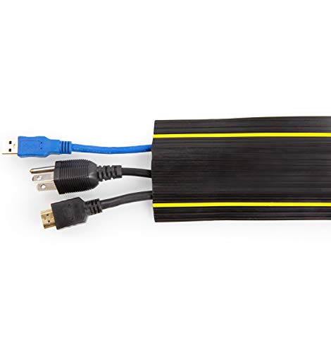 6.5 Feet Heavy Duty Cable Protector + Cord Cover â€” 3 Cord Channels â€” Durable Black PVC is Flexible, Odor Free, Easy to Unroll and Open â€” Conceal Wires at Home, Office, Warehouse, Workshop, Concerts