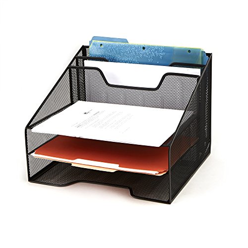 Book Cover Mind Reader Desk Mesh Organizer Storage, 5 Compartment, Black
