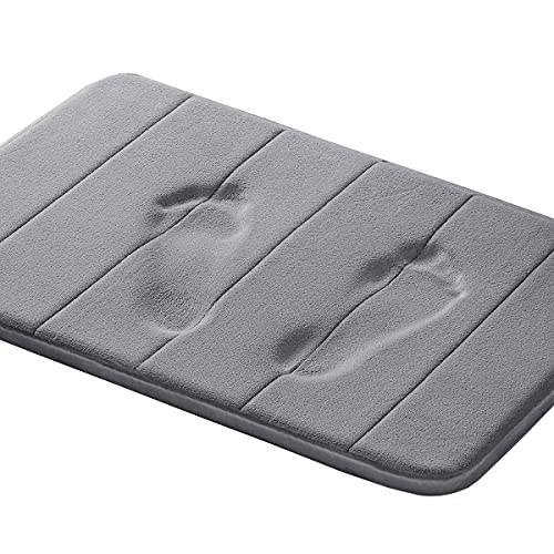 Book Cover Memory Foam Bath Mat for Bathroom Non Slip Bath Rug Velvet Thick Soft and Comfortable Water Absorbent Machine Washable Easier to Dry Floor Rug Mats, 24x17 Inches, Grey