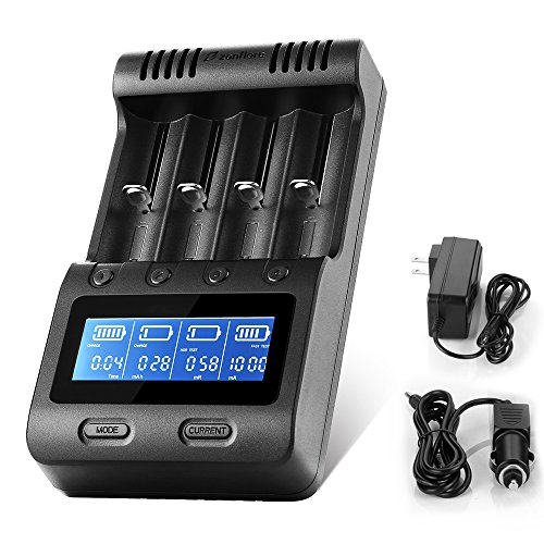 Zanflare C4 LCD Display Speedy Universal Smart Battery Charger,Battery Capacity Analyzer for Rechargeable Batteries Ni-MH Ni-Cd A AA AAA SC,Li-ion 18650 26650 26500 22650 18490 17670 17500 17355