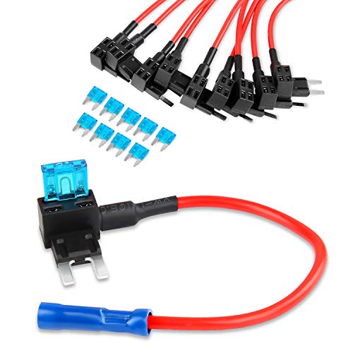 Nilight 12V Car Add-A-Circuit Fuse Tap Adapter Mini Atm Apm Blade Fuse Holder-10 Pack, 2 Years Warranty