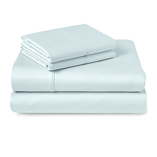 Book Cover Pizuna 400 Thread Count Cotton Sheet Set Full Light Blue, 100% Long Staple Cotton 4PC Sheet Set, Breathable Sateen Sheets fit Upto Deep Pocket fit Upto 15” (Light Blue 100 Cotton Bed Sheet Full Size)