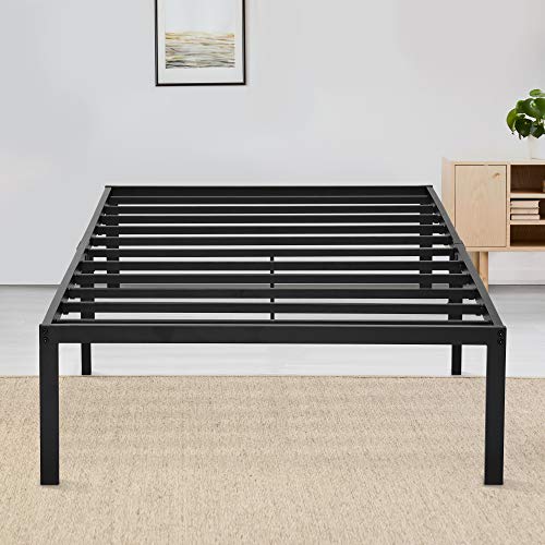 Book Cover PrimaSleep 14 Inch Tall Simple & Sturdy Steel Slat Metal Bed Frame/Non Slip/Ample Storage Space, Twin XL