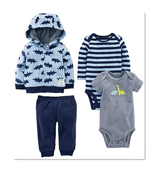 Book Cover Simple Joys by Carter's Baby Boys' 4-Piece Fleece Jacket, Pant, and Bodysuit Set
