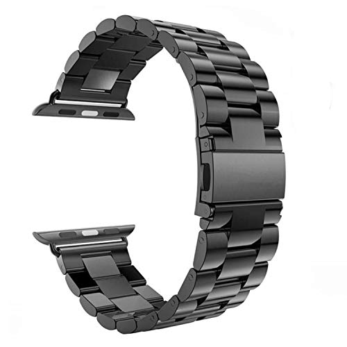 for Apple Watch Band Black 38MM/40MM Stainless Steel Strap Wristband for Replacement iWatch Strap with Comfortable Durable Folding Metal Clasp Classic Buckle Wrist Watch Strap,Updated Version