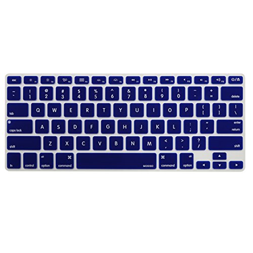 MOSISO Silicone Keyboard Cover Compatible with MacBook Air 13 inch A1466 A1369 2010-2017&Compatible with MacBook Pro 13/15 inch (with/Without Retina Display, 2015 or Older Version), Dark Blue