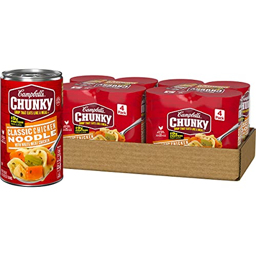 Campbell's Chunky Soup, Classic Chicken Noodle Soup, 18.6 Ounce Can, Pack 4 (Pack of 2)