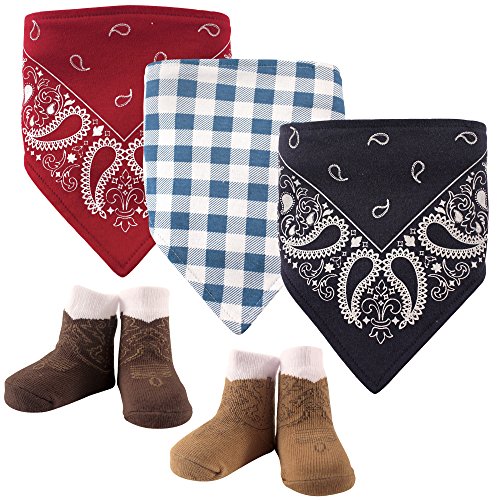 Hudson Baby Bandana Bib and Socks Set, 5 Piece,