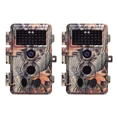2-Pack No Glow Trail Game Deer Cameras 20MP 1080P H.264 Video Night Vision Motion Activated 0.1S Trigger Time Waterproof for Outdoor Wildlife Hunting and Home Security Surveillance Photo Video Model