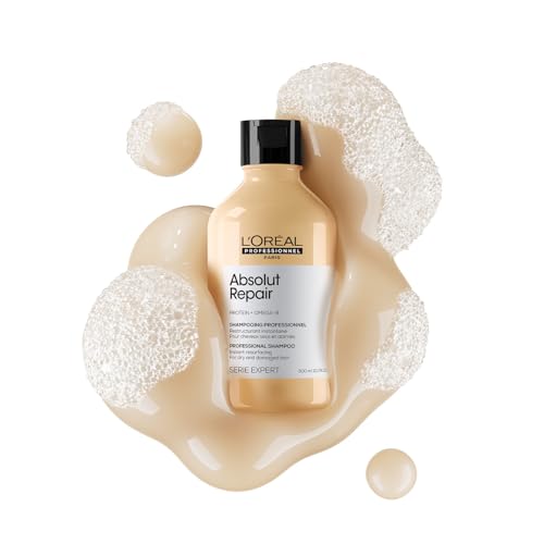L'Oréal Professionnel Absolut Repair Shampoo for Dry & Damaged Hair - 300ml | Professional shampoo for Strengthening and Repairing Hair, With Protein & Omega-9, For Men & Women