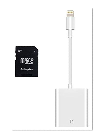 SD Card Reader, Lightning Adapter for iPhone (Support iOS 11.4 and Before), Trail Game Camera Viewer for iPhone X/8 Plus/8/7 Plus/7/6s Plus/6s/6 Plus/6/5 iPad Mini/Air, No App Required, [Upgraded]