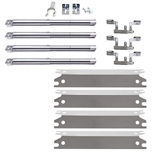 Edgemaster Set of 4 Stainless Steel Heat Plates and Burners replacement parts for Brinkmann 810-2410-S, 810-2411-F, 810-2411-S, 810-3885-F, 810-3885-S, 810-4238-0, 810-9490-0 gas grill models