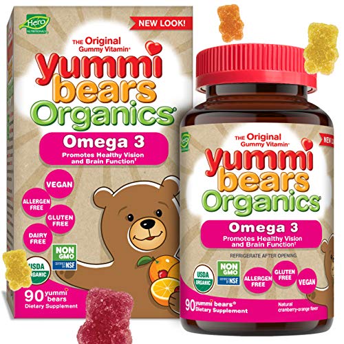 Book Cover Yummi Bears Organics Omega 3 Gummy Vitamin Supplement for Kids, 90 Count (Pack of 1)