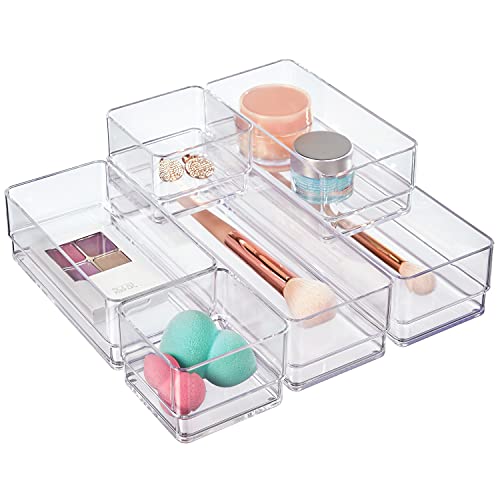 Book Cover STORi Clear Plastic Vanity and Desk Drawer Organizers | 6 Piece Set