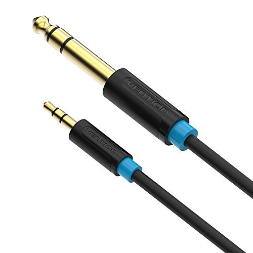 5FT 24K 15U Gold Plated VENTION 3.5mm 1/8" Male to 6.35mm 1/4" Male TRS Stereo Audio Cable with PVC Infection Molding Shell Design for iPhone, iPod, Laptop,Power Amplifier,Microphone and Guitar
