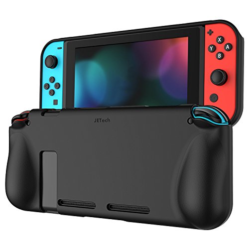 Book Cover JETech Protective Case for Nintendo Switch 2017, Grip Cover with Shock-Absorption and Anti-Scratch Design (Black)