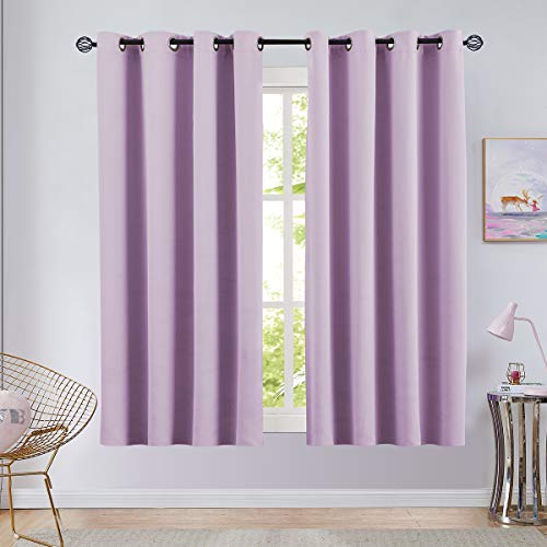 Book Cover Blackout Curtains for Kids Room Darkening Window Curtain Panels for Living Room 63 inches Long Light Blocking Triple Weave Lila Drapes Grommet Top Window Curtains for Bedroom, 2 Panels