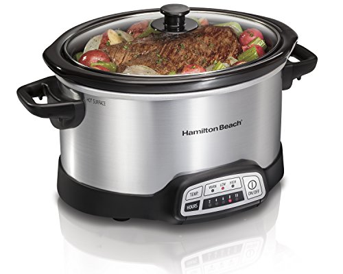 Book Cover Hamilton Beach 4-Quart Programmable Slow Cooker With Dishwasher-Safe Crock and Lid, Silver (33443)