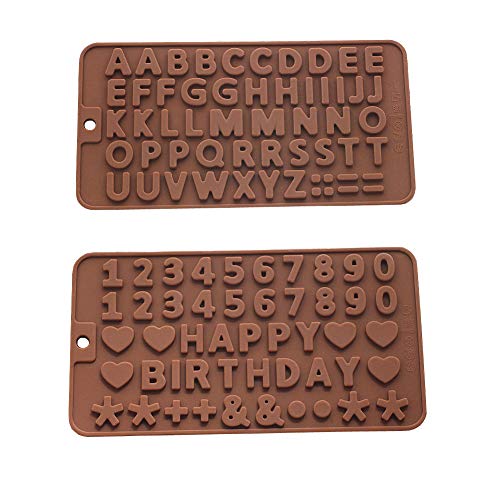 Murong Z Letters +Happy Birthday/Numbers/Symbols Mold Chocolate Decorating Silicone Tray (2pcs)