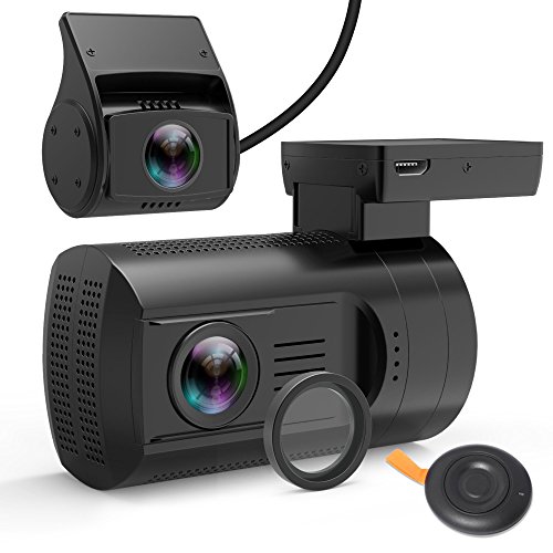 Dual Dash Cam, Veckle Mini 0906 Dual Channel 1080P FHD Dashboard Camera Recorder with GPS, CPL Filter, Sony Night Vision Exmor Sensor, 7 Lens Wide Angle 1.5 inch LCD, Loop Recording Dash Cam for Car