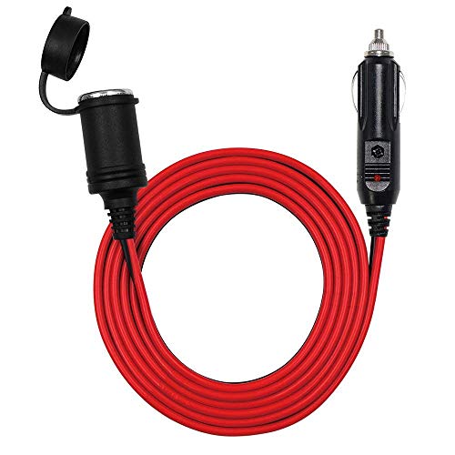 Book Cover SPARKING 12FT Heavy Duty Car Cigarette Lighter Extension Cord - Replacement Male Plug to Female Socket 12V-24V 16AWG Cigar Lighter Extender Cable With LED Lights,Fuse 15A (12FT)