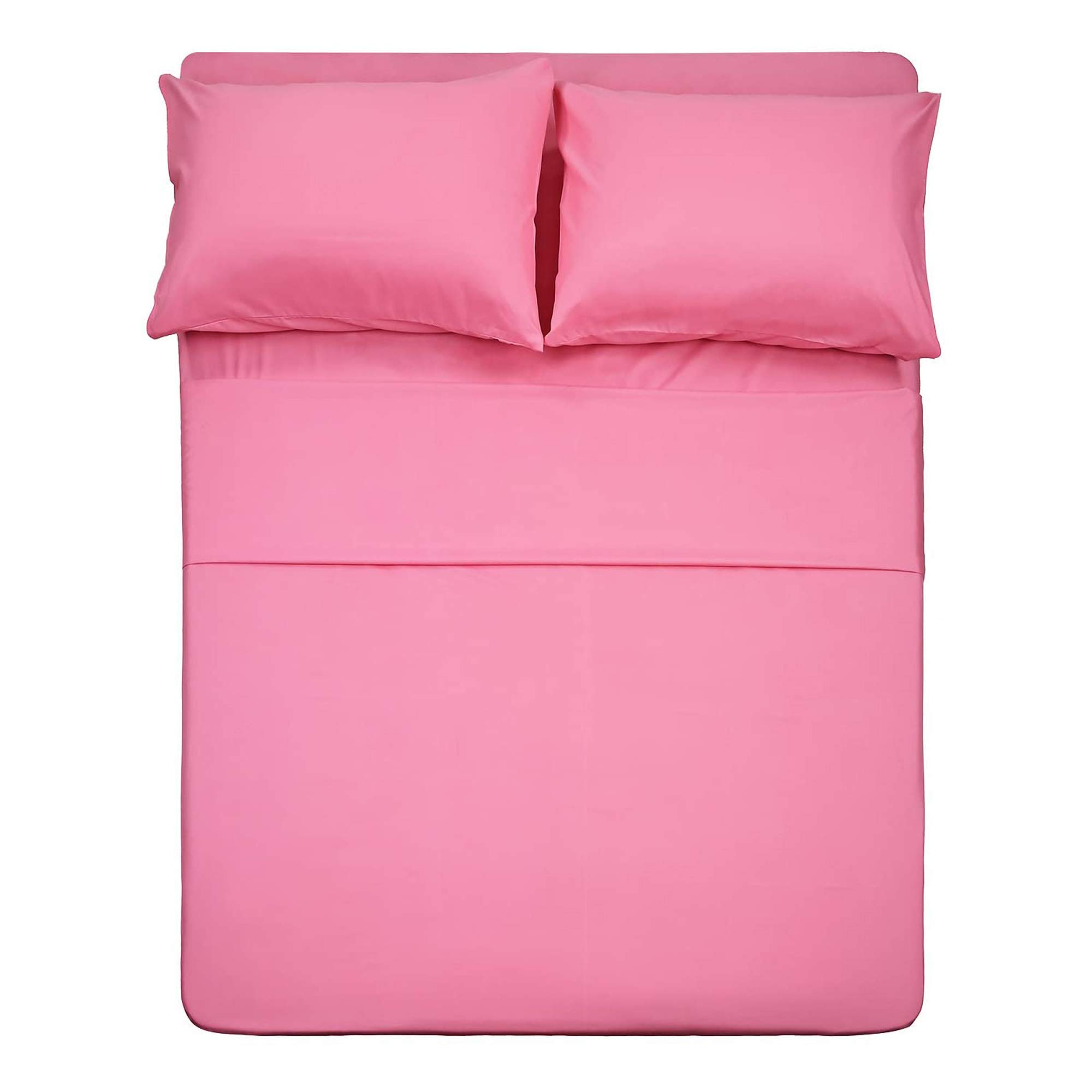Book Cover 4 Piece Bed Sheet Set (Full,Peach Pink) 1 Flat Sheet,1 Fitted Sheet and 2 Pillow Cases,Brushed Microfiber Luxury Bedding with Deep Pockets Pink Full