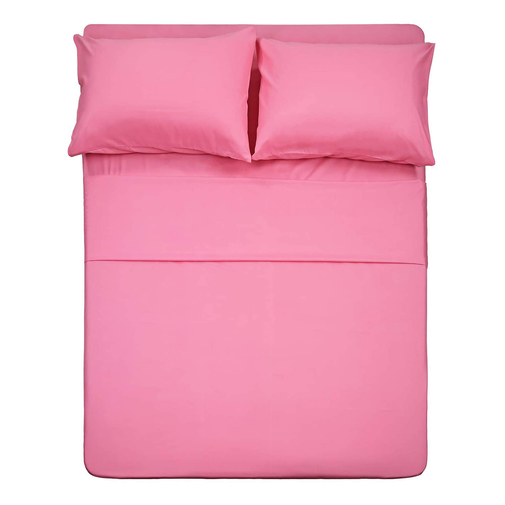 4 Piece Bed Sheet Set (Full,Peach Pink) 1 Flat Sheet,1 Fitted Sheet and 2 Pillow Cases,Brushed Microfiber Luxury Bedding with Deep Pockets Pink Full