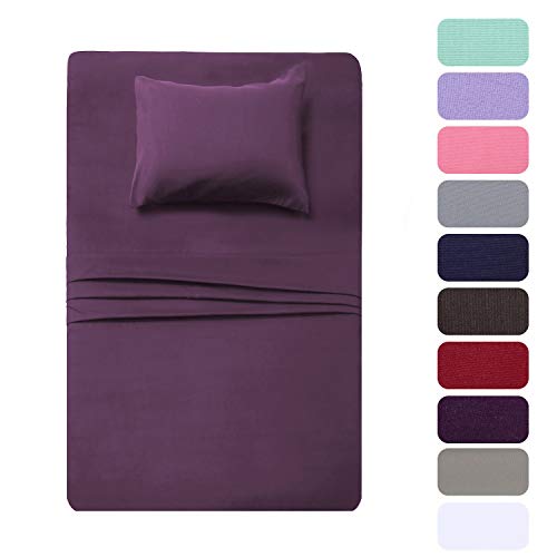 Book Cover Twin Size Sheet Set - 3 Piece Set(Twin,Purple),100% Brushed Microfiber 1800 Luxury Bedding,Hypoallergenic,Soft & Fade Resistant.
