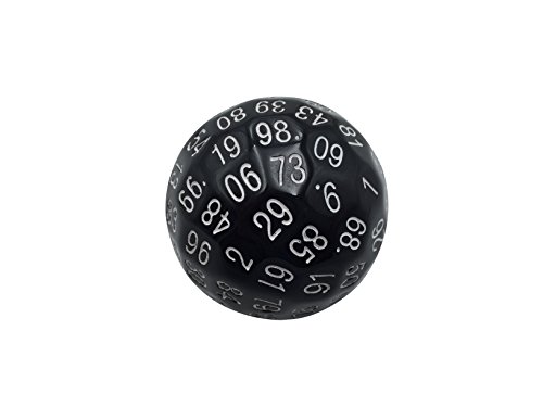 Skull Splitter Dice Single 100 Sided Polyhedral Dice (D100) | Solid Black Color with White Numbering (45mm) Dice