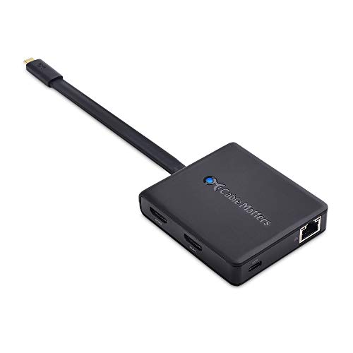 Cable Matters Dual Monitor USB C Hub (USB C Dock) with Dual 4K HDMI, 2X USB 2.0, Ethernet, and 60W Charging - Thunderbolt 4 / USB4 / Thunderbolt 3 Port Compatible with Windows