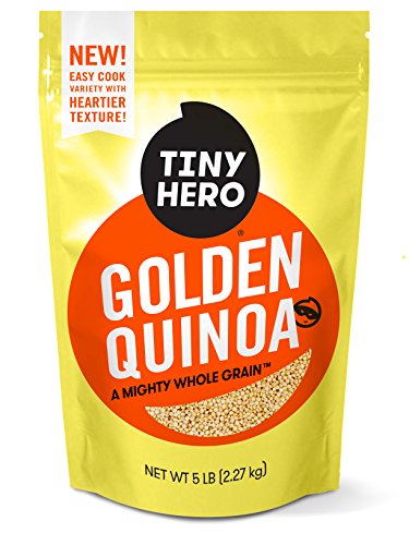 Book Cover Tiny Hero Golden Quinoa, 5 lb Bag - Non-GMO Verified Canadian Grown Complete Protein Whole Grain Gluten Free Kosher Prewashed Ready to Cook Good Source of Protein, Iron, and Fiber