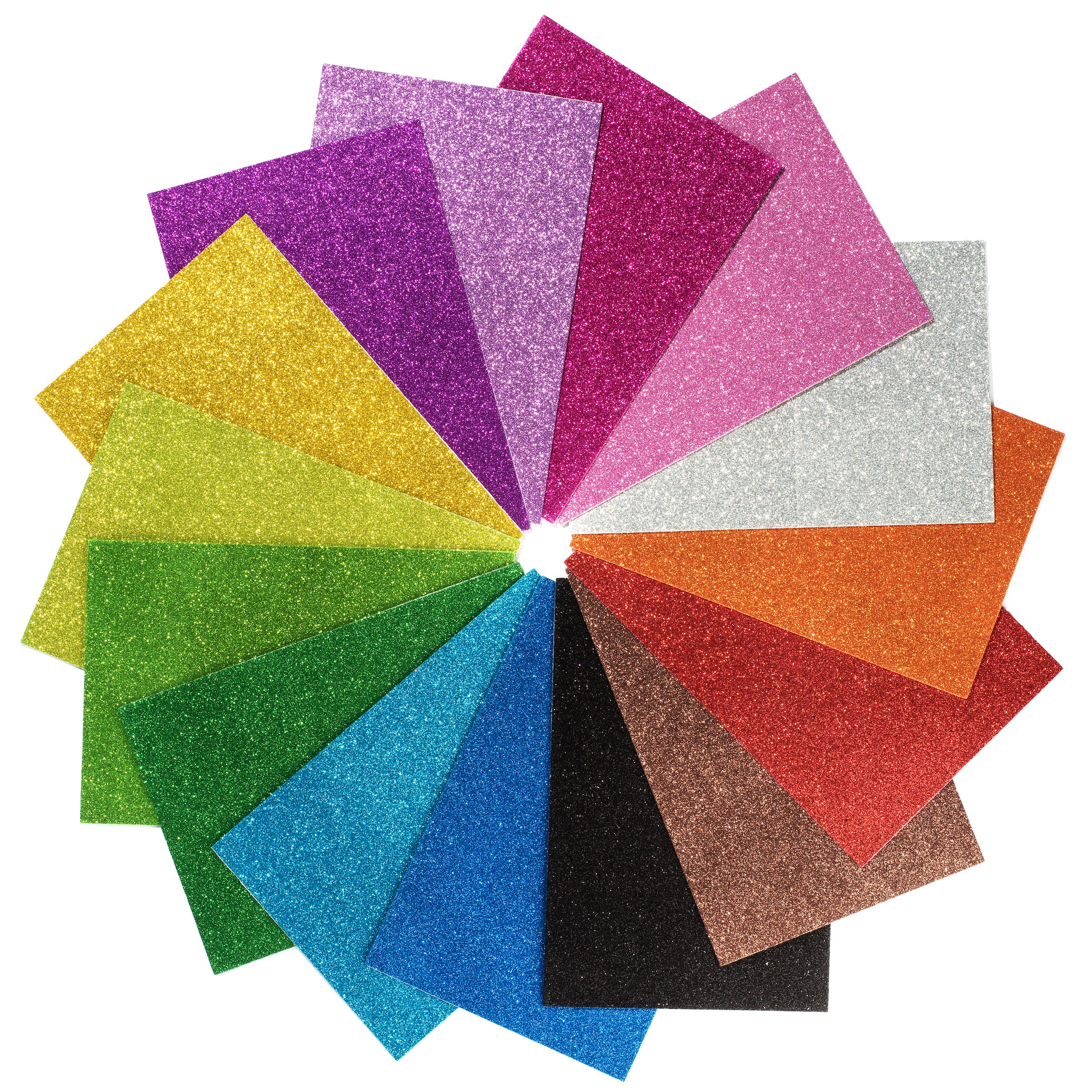 15 Pack Self Adhesive Glitter Foam Paper Sheets - 8"x12" - 15 Colors - Perfect for Holiday Card Crafts