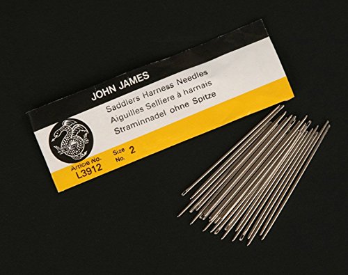Book Cover RMLeatherSupply - John James Saddlers Harness Needles (All Sizes) (Pack of 25) Blunt Tip for Leather Sewing … (Size 4 (004))