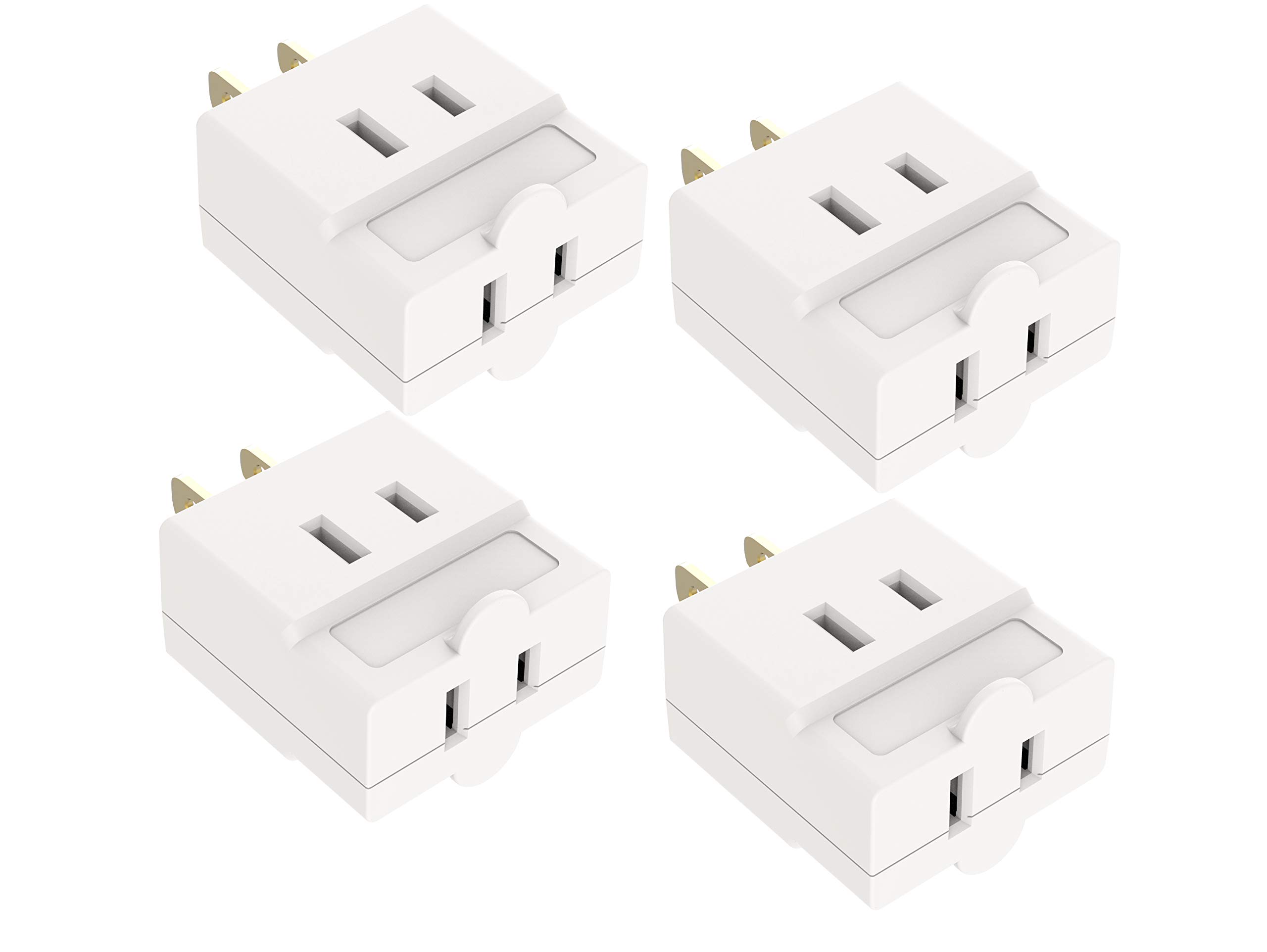 Book Cover Oviitech Single Receptacle to 3 Outlet Cube Wall Tap,Plug-In Triple Outlet Polarized Adapter,White(4 Pack)
