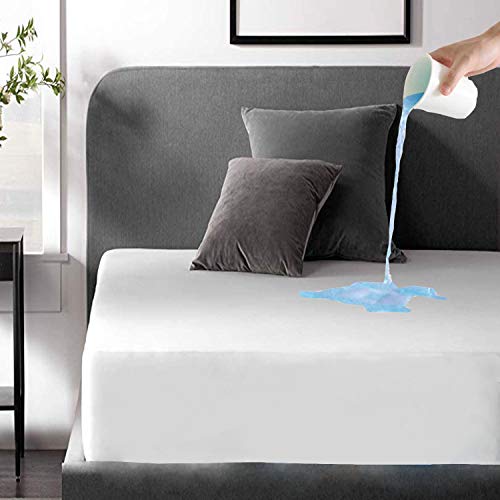 Waterproof Mattress Pad Protector Queen 60x80  Breathable Vinyl Free Noiseless Deep Pocket Bed Smooth Jersey Mattress Pad Cover Fully Fitted 8-20 Inches Ultra Thin