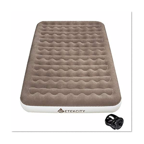Etekcity Camping Air Mattress Inflatable Single High Airbed Blow up Bed Tent Mattress with Rechargeable Air Pump, Height 9", Queen Size