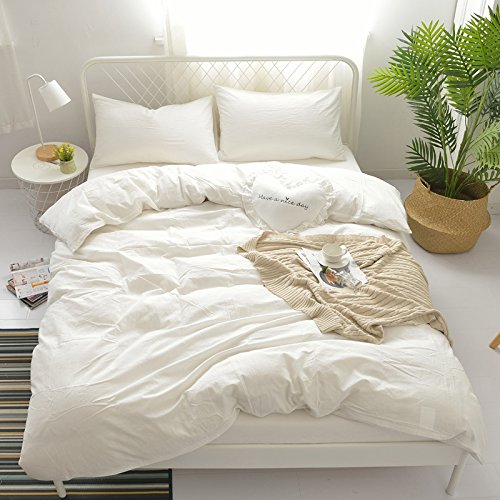 Book Cover Rural Dandelion 100% Washed Cotton Duvet Cover Bedding Set , Healthy , Comfortable and Unique Style , Full/Queen, White