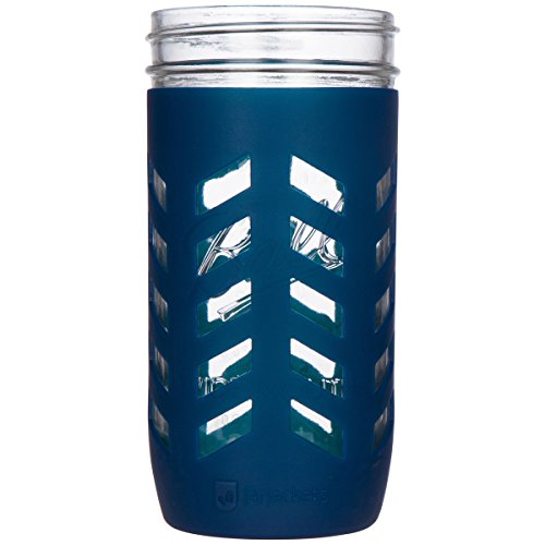 JarJackets Silicone Mason Jar Protector Sleeve - Fits Ball, Kerr 24oz (1.5 pint) Wide-Mouth Jars | Package of 1 (Midnight)