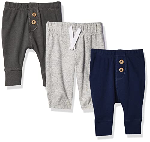 Carter's Baby Boys' 3-Pack Pants, Navy/Grey, 6 Months