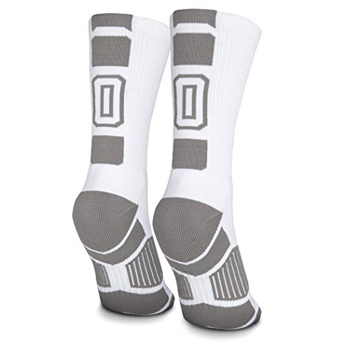 ChalkTalkSPORTS Athletic Half Cushioned Crew Socks | Mid Calf | White | Custom Team Number