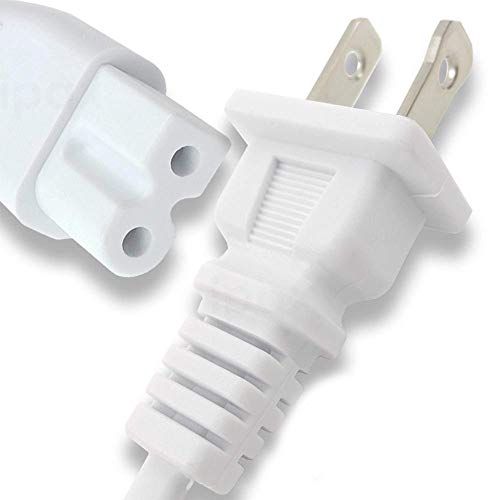 Ipax 15 Feet Long White Copper Wire Polarized AC Power Cord Cable Compatible with for Vizio Sharp Philips TV Bernina Baby Lock Singer Sewing Machine