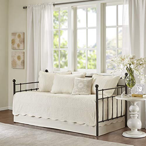 Book Cover Madison Park Daybed Cover Set-Trendy Damask Quilting with Scalloped Edges All Season Luxury Bedding with Bedskirt, Matching Shams, Decorative Pillow, 75