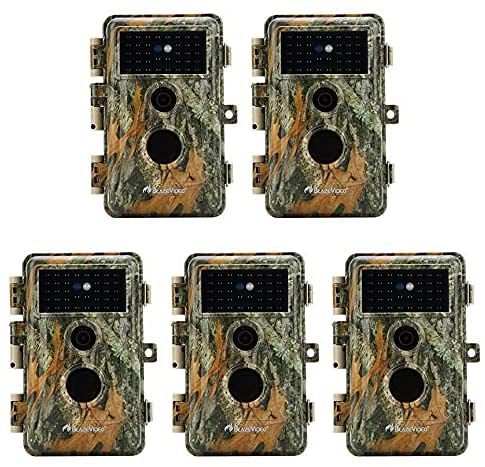 BlazeVideo 5X 16MP No Glow Infrared Wildlife Animals Video Cameras, Camo Game Trail Hunting Cam Motion Sensor Activated Waterproof with Night Vision 40pcs IR LED & PIR, Take Picture, 2.36" LCD Screen