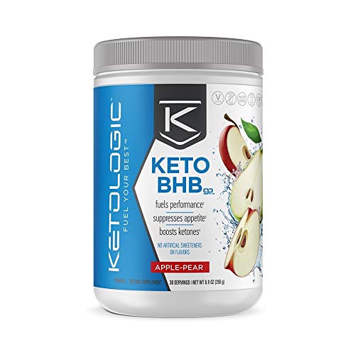 KetoLogic BHB, Apple & Pear | Ketone Supplement, Suppresses Appetite, Increases Energy, Low Carb, Electrolytes, Beta-Hydroxybutyrate Salts | 30 Servings