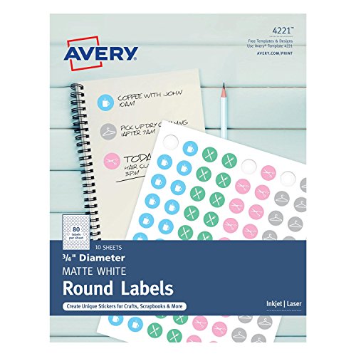Book Cover Avery Matte Print-to-the-Edge Round Labels, 3/4