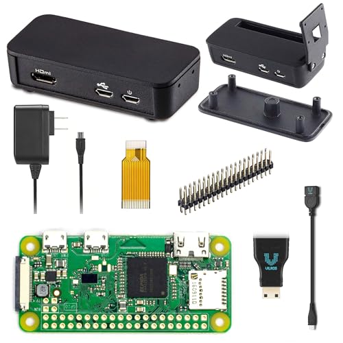 Raspberry Pi Zero W Basic Starter Kit-- Black Case Edition--Includes Pi Zero W -Power Supply & Premium Black Case