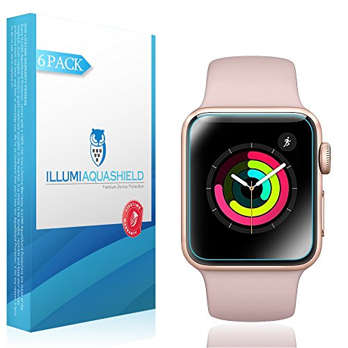 ILLUMI AquaShield Screen Protector Compatible with Apple Watch (38mm Series 3, 2, 1 Compatible)(6-Pack)(Full Coverage) No-Bubble High Definition Clear Flexible TPU Film